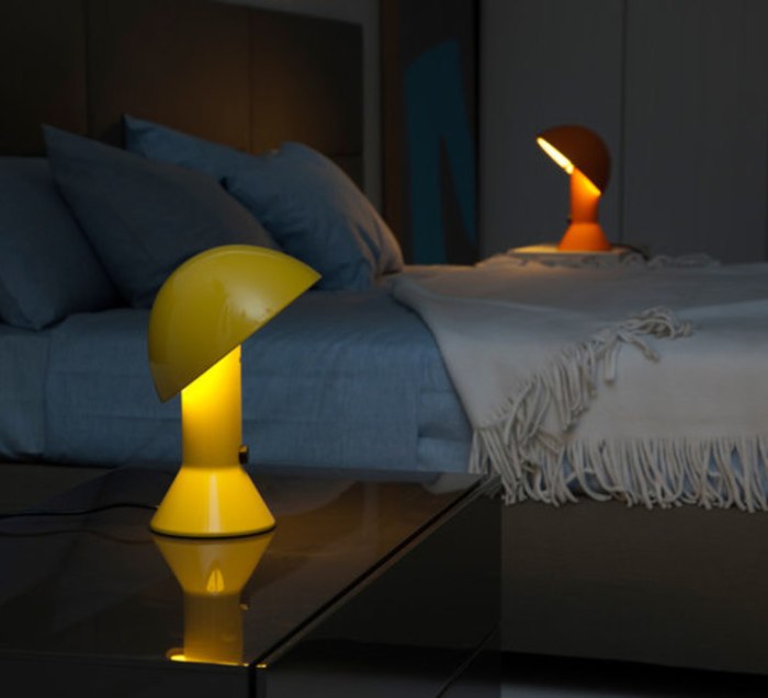 Lampe de chevet design Elmetto, jaune - Martinelli Luce